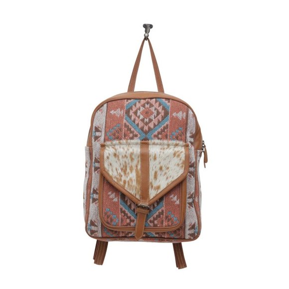 Hair-On Leather & Canvas Backpack-Myra Bag Tori Backpack Travel Bag main image 2